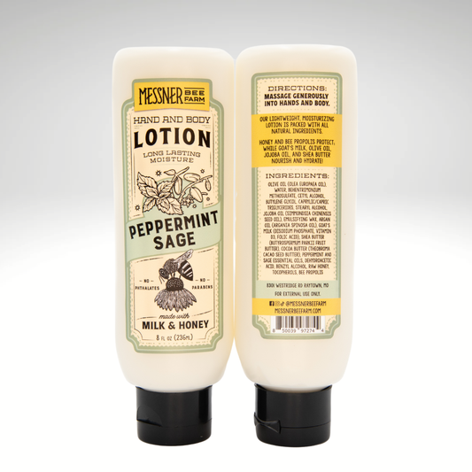 Peppermint Sage - Milk and Honey Lotion - 8oz. - Messner Family Bee Farm